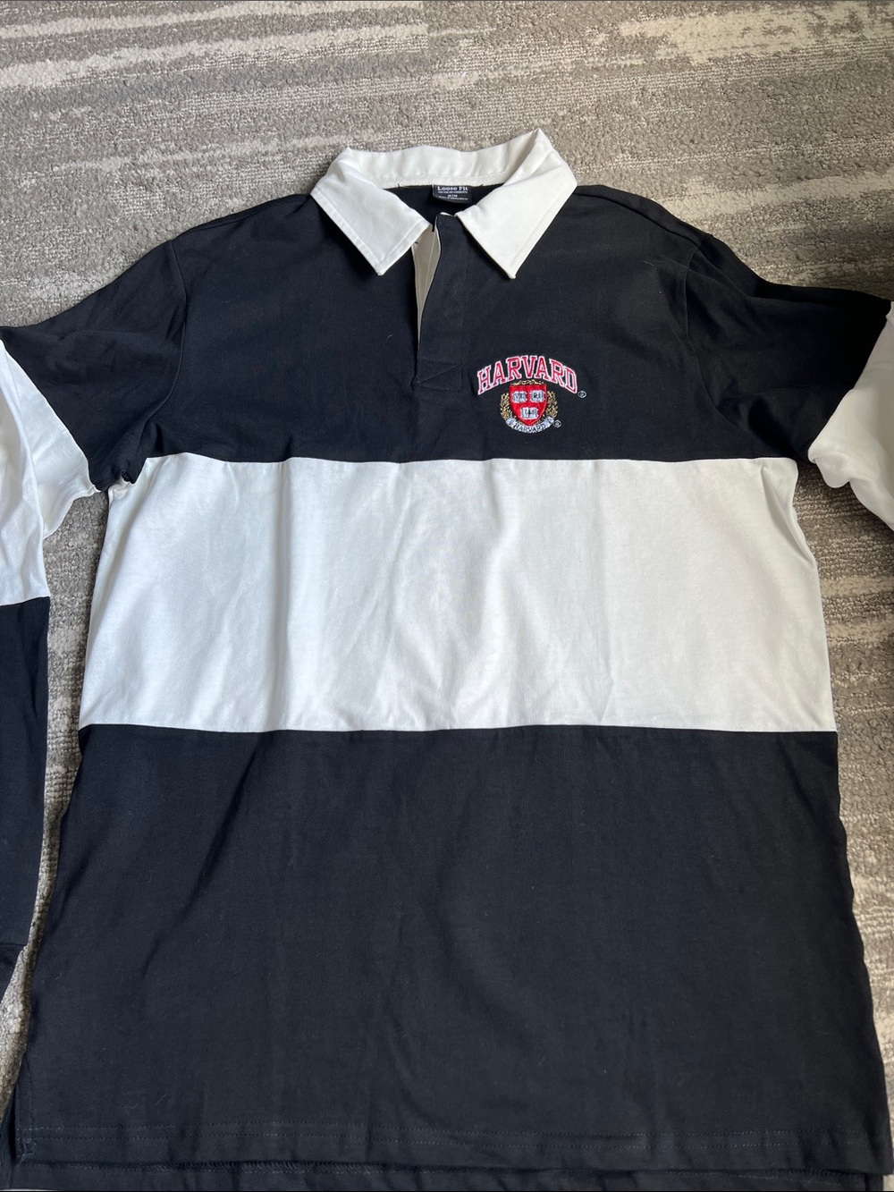 Black & White Harvard Rugby Polo Shirt